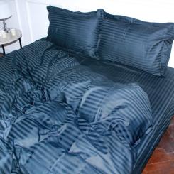 Постельное белье MirSon SatinStripe 30-0021DarkBlue 175х210 Двуспальный Фото 1