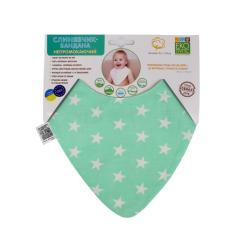 Слюнявчик Еко Пупс Eco Cotton бандана 21x30 (ментол, зірочки) Фото 1