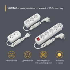 Сетевой удлинитель Electrum C-ES-1811 3.0m, 3 роз, white Фото 1