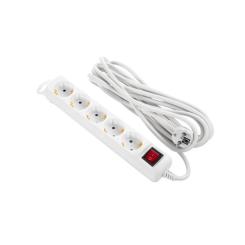 Сетевой удлинитель 2E 5XSchuko з вимикачем,5м, white Фото
