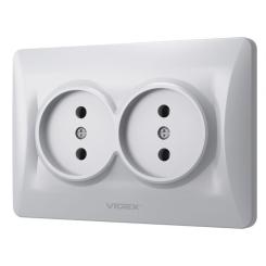 Розетка Videx BINERA 2ая серебр Фото 1