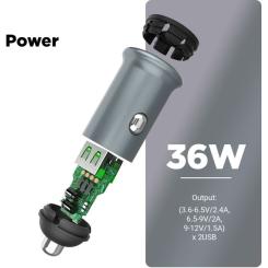 Зарядное устройство Armorstandart Car 2xUSB QC3.0 Grey Фото 1