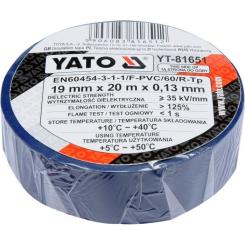 Изоляционная лента Yato 20мх19мм синяя Фото 1