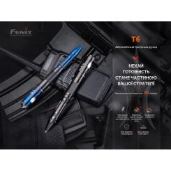 Тактическая ручка Fenix T6 з ліхтариком Black Фото 5