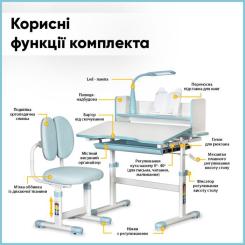 Парта со стулом ErgoKids Blue ( +полка+лампа) Фото 3