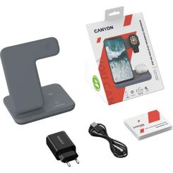 Зарядное устройство Canyon WS-303, 3in1 Wireless Dark Grey Фото 7