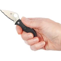 Нож Spyderco Manbug Lightweight Leaf Serrated Black Фото 4