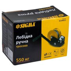 Лебедка Sigma ручная барабанная, стальной трос 10мx5мм, 550кг Фото 11