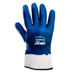 Защитные перчатки Sigma трикотажные c нитриловым покрытием (синие краги) Фото 1