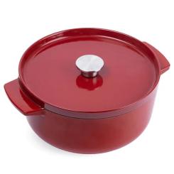 Кастрюля KitchenAid чавунна з кришкою 5,2 л Червона Фото
