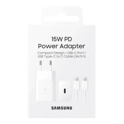 Зарядное устройство Samsung USB-С 15W White + Cable USB-C 1m Фото 4