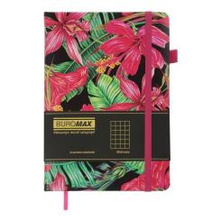 Книга записная Buromax EXOTIC А5 96 аркушів клітинка, малиновий Фото 1