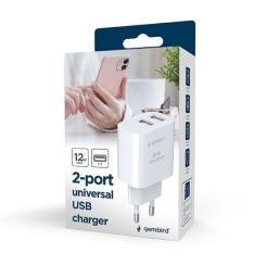 Зарядное устройство Gembird 2 USB-A 5V/2.4A (12W) white Фото 5