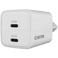 Зарядное устройство Canyon CU45CC GaN 45W 2xPD EU White Фото 4