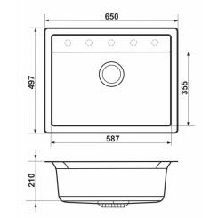 Мойка кухонная GRANADO ARTES black shine з сифоном Фото 6
