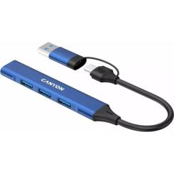 Концентратор Canyon hub DS-02 4in1 USB-A/C Blue Фото 1
