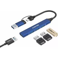 Концентратор Canyon hub DS-02 4in1 USB-A/C Blue Фото 2