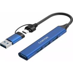 Концентратор Canyon hub DS-02 4in1 USB-A/C Blue Фото 3