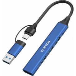 Концентратор Canyon hub DS-02 4in1 USB-A/C Blue Фото 4