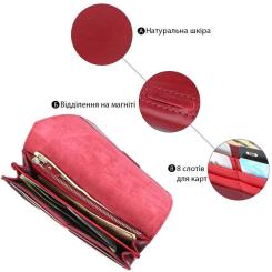 Кошелек Grande Pelle Кожаный Бордовый Фото 3