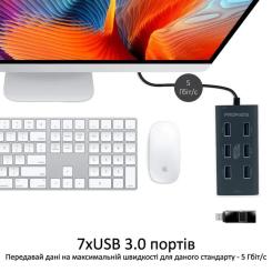 Концентратор Promate USB Hub 7 ports ezhub-7.grey Фото 2