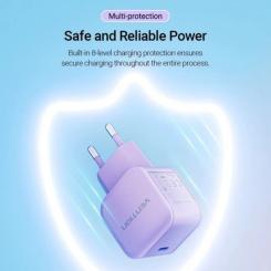 Зарядное устройство Vention 1xUSB-C 20W PD3.0/QC3.0 Purple Фото 1