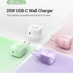 Зарядное устройство Vention 1xUSB-C 20W PD3.0/QC3.0 Purple Фото 3