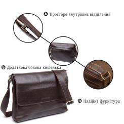 Сумка Grande Pelle Кожаная мужская Коричневая Фото 3