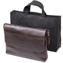 Сумка Grande Pelle Кожаная мужская Коричневая Фото 6