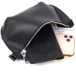 Сумка Shvigel Кожаная бананка Черная Фото 6