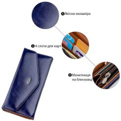 Кошелек Kivi Из гладкой экокожи Синий Фото 4
