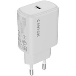 Зарядное устройство Canyon OnCharge 200 20W 1xPD EU White Фото 1