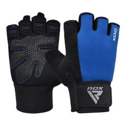 Перчатки для фитнеса RDX W1 Half Blue Plus S Фото