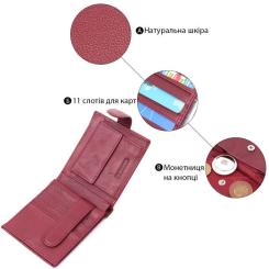 Кошелек ST Leather Из натуральной кожи Бордовый Фото 4