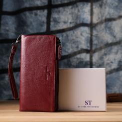 Кошелек ST Leather Кожаный Бордовый Фото 10