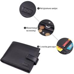 Кошелек Bond Accessories З натуральної шкіри Чорний Фото 3