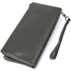 Кошелек ST Leather Кожаный на три отделения Зеленый Фото 1