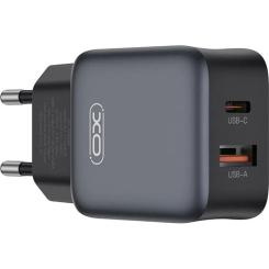 Зарядное устройство XO L156 USB-C PD30W + USB-A QC3.0 Black Фото