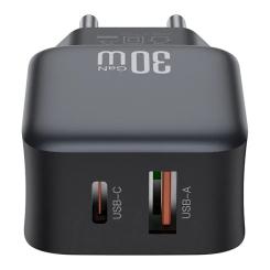 Зарядное устройство XO L156 USB-C PD30W + USB-A QC3.0 Black Фото 2