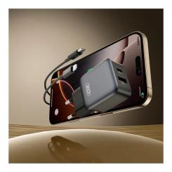 Зарядное устройство XO L156 USB-C PD30W + USB-A QC3.0 Black Фото 3