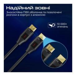 Кабель мультимедийный Promate HDMI M to HDMI M 1.5m V2.0 black Фото 2