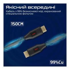 Кабель мультимедийный Promate HDMI M to HDMI M 1.5m V2.0 black Фото 3