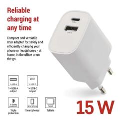 Зарядное устройство EMOS V02B15 1xUSB-A + 1xUSB-C 15W GaN Фото 2