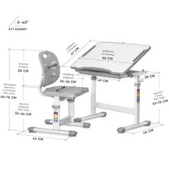 Парта со стулом Evo-kids Evo-06 Plus Grey Фото 2