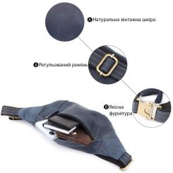 Сумка Shvigel З натуральної шкіри Синя Фото 3