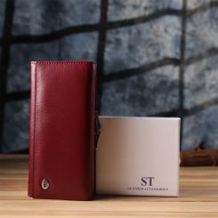 Кошелек ST Leather Из натуральной кожи Бордовый Фото 10