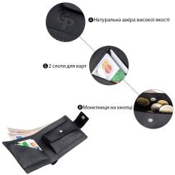 Портмоне Grande Pelle В винтажном стиле Черное Фото 3