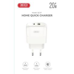 Зарядное устройство XO 1xUSB QC3.0 + 1xUSB-C PD20W Фото 4