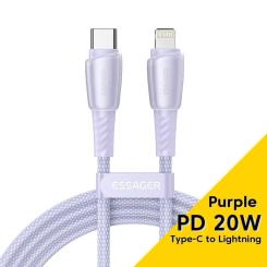 Дата кабель Essager USB-C to Lightning 1.0m 3A purple Фото