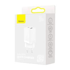 Зарядное устройство Baseus 1xUSB-C 30W + 1xUSB white Фото 5